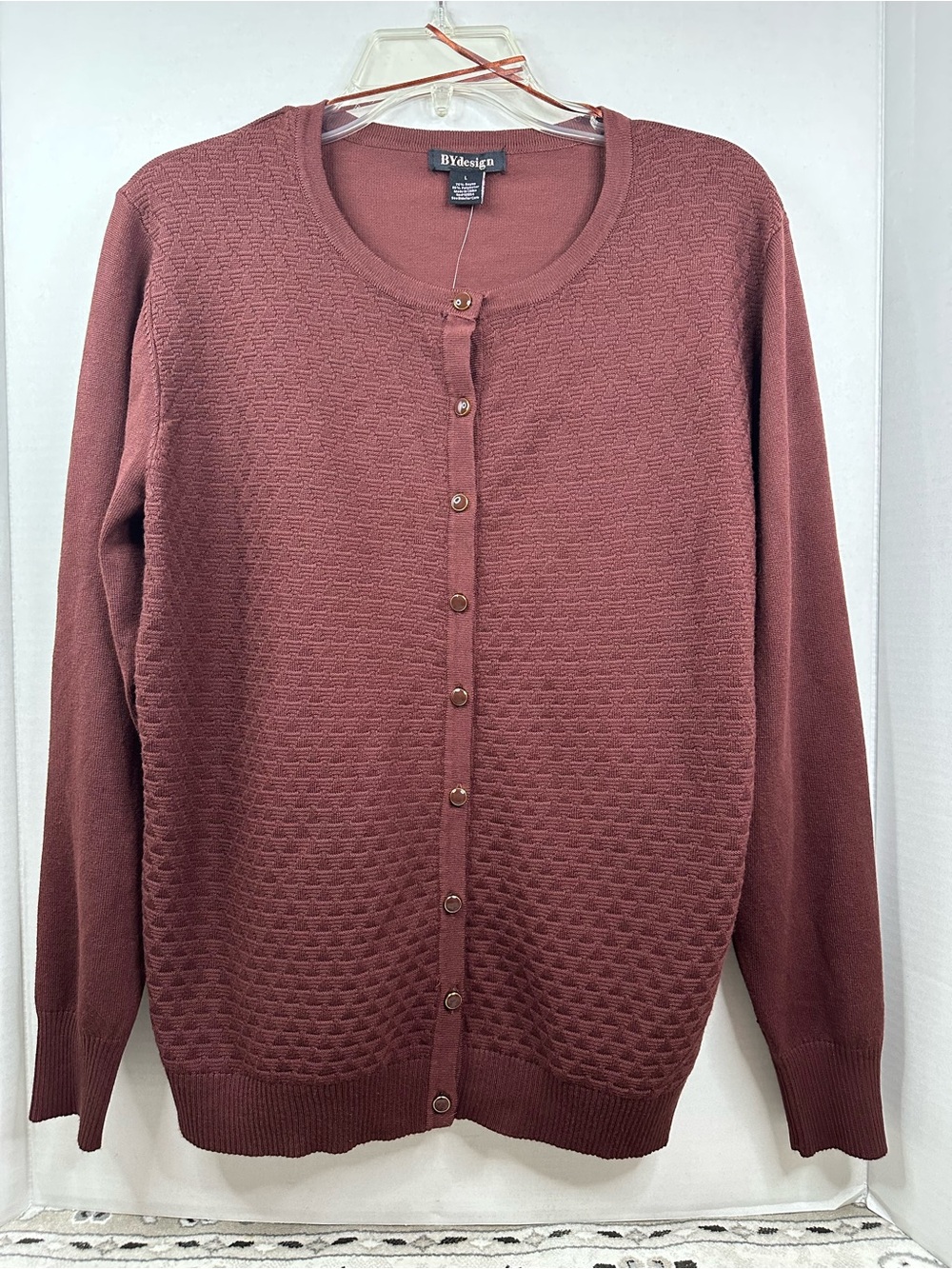 BYdesign Women's Brick Red Button-Front Knit Cardigan, size L, NWT